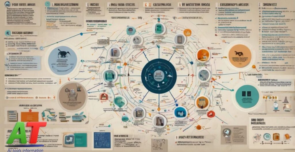Infographic comparing leading AI research tools—Elicit, Research Rabbit, Scite, Semantic Scholar, and Consensus—with icons and highlighted features.