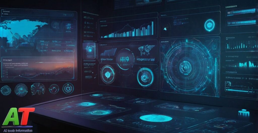 "Futuristic dashboard displaying top free AI tools for writing, design, coding, and automation for USA users in 2025"