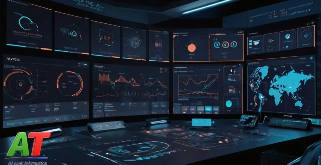 Dashboard with icons of top AI tools like Elicit, Scite, Research Rabbit, and Perplexity AI, surrounded by data visualizations—highlighting the best AI tools for research in 2025