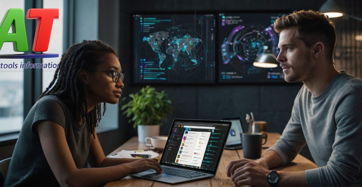 Top AI tools in 2025 being used by professionals in a futuristic tech workspace environment