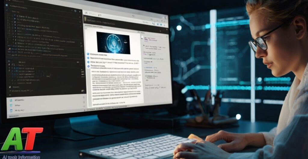 "Replit Ghostwriter AI tool on a coding interface, showcasing code suggestions and autocompletion features in a clean, modern IDE environment."