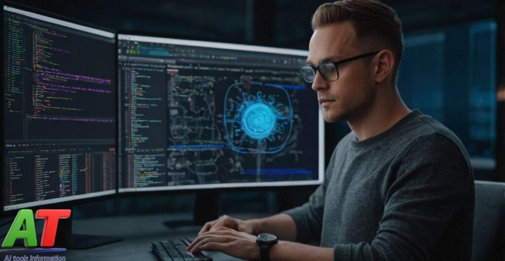 "Clean and modern developer workspace showcasing IDE integration with multiple code editors on screen in full HD."