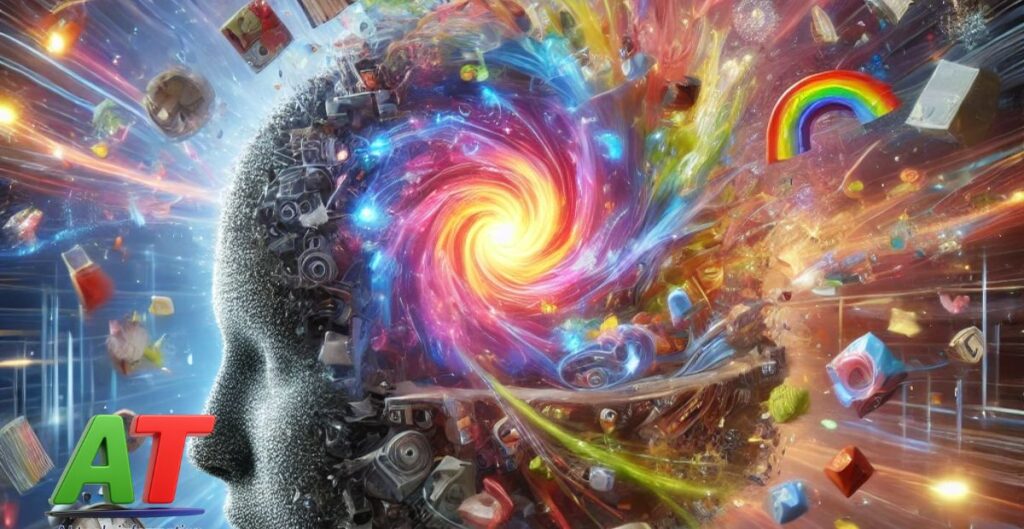 “Futuristic AI brain interface assisting ADHD coaching with reminders, habit tracking, focus tools and personalized support.”