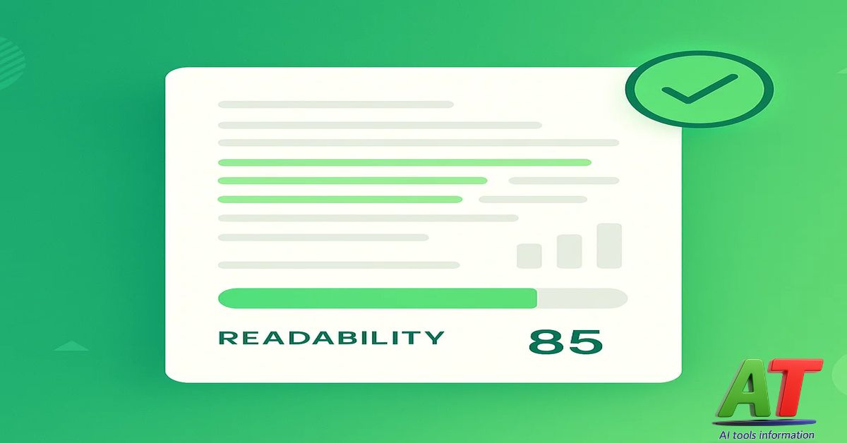 ai Readability checker illustration with document, progress bar, and green gradient background