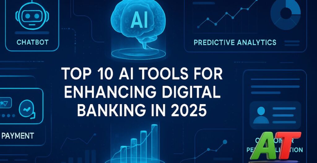 "Top 10 AI tools for digital banking in 2025 including fraud detection, chatbots, and predictive analytics"