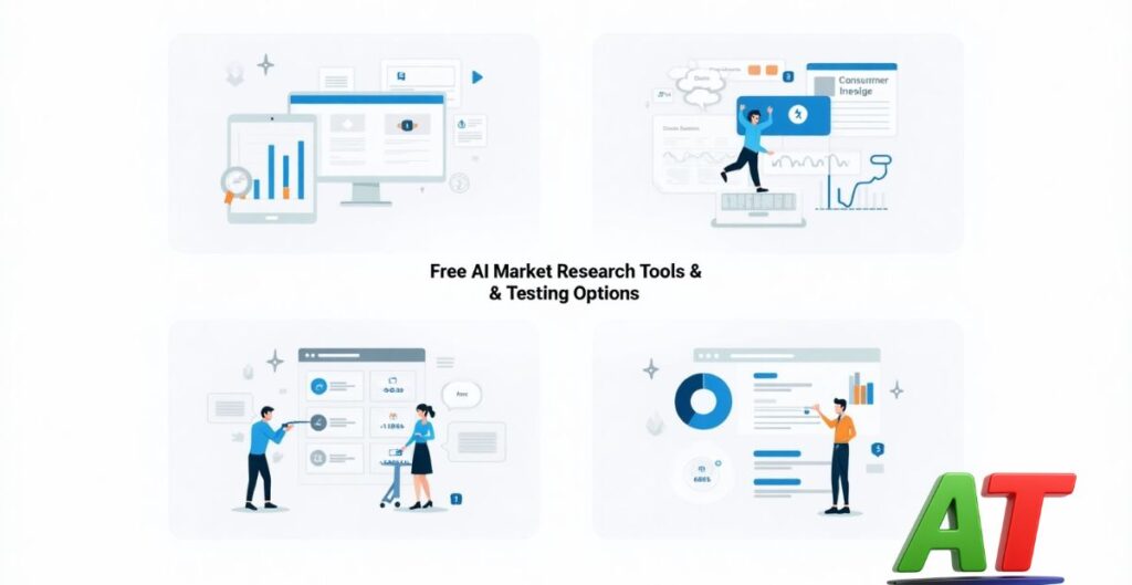 Free AI market research tools with trial options for analyzing trends and testing strategies"